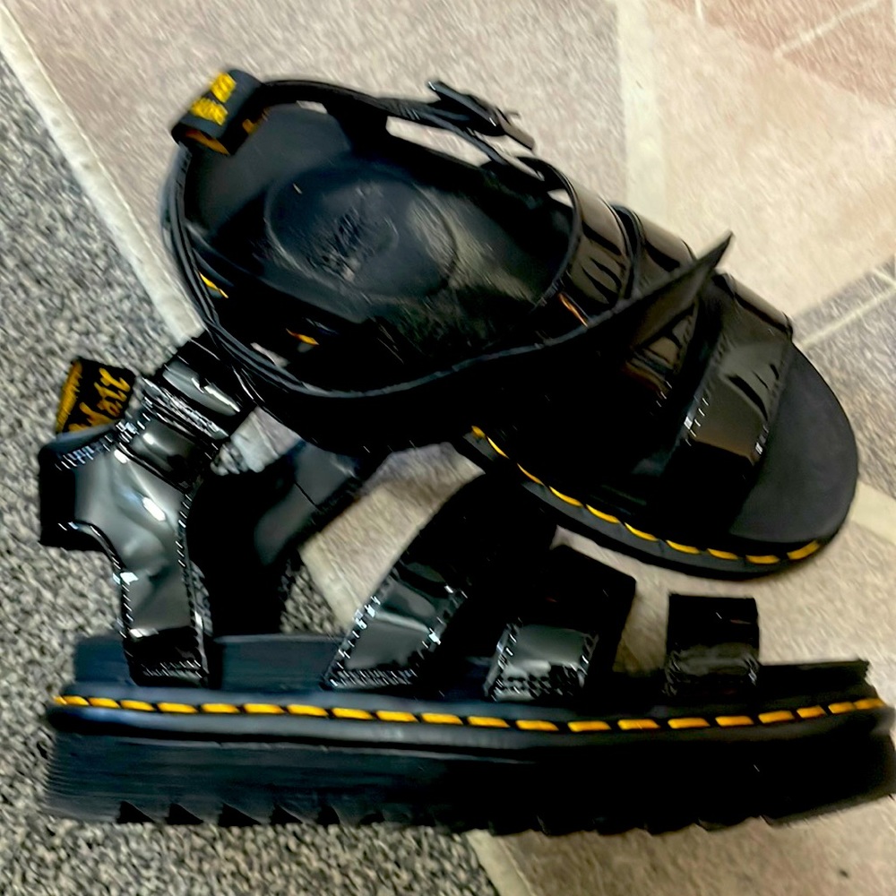 Doc Martin platform patent sandal